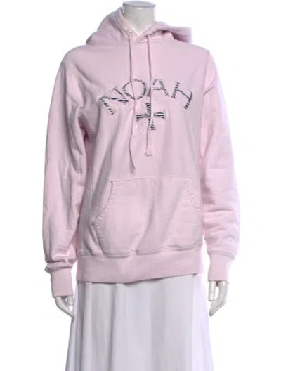 Pre-owned Noah Graphic Print Crew Neck Hoodie In Pink