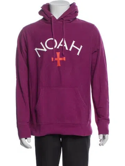 Pre-owned Noah Graphic Print Crew Neck Hoodie In Purple