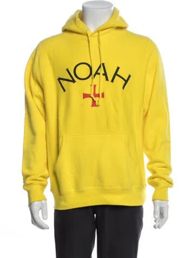 Pre-owned Noah Graphic Print Crew Neck Hoodie In Yellow