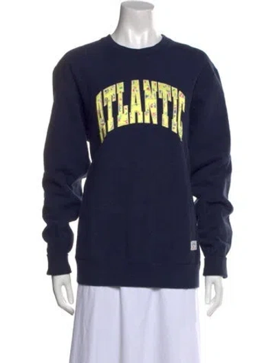 Pre-owned Noah Graphic Print Crew Neck Sweatshirt In Blue