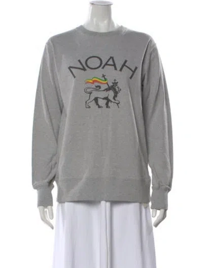 Pre-owned Noah Graphic Print Crew Neck Sweatshirt In Gray