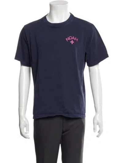Pre-owned Noah Graphic Print Crew Neck T-shirt In Blue