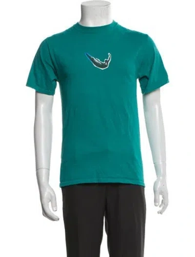 Pre-owned Noah Graphic Print Crew Neck T-shirt In Blue/green