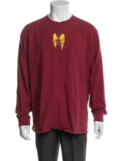 Pre-owned Noah Graphic Print Crew Neck T-shirt In Burgundy