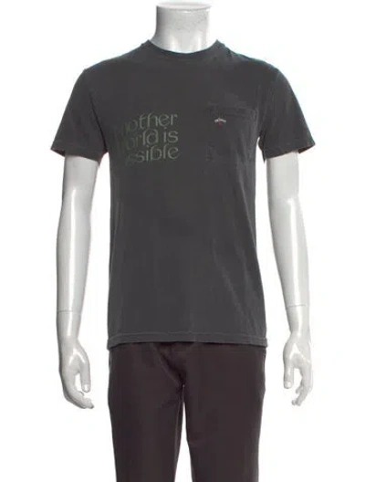 Pre-owned Noah Graphic Print Crew Neck T-shirt In Gray