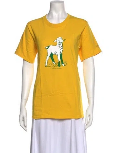 Pre-owned Noah Graphic Print Crew Neck T-shirt In Yellow