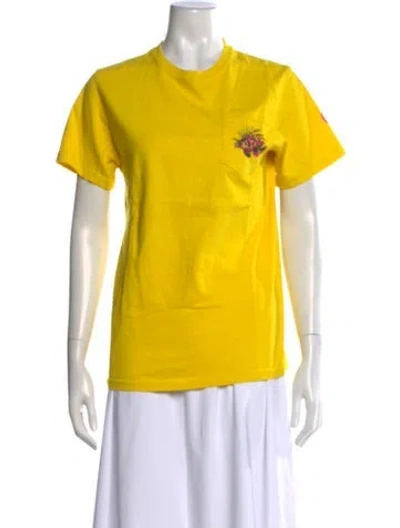 Pre-owned Noah Graphic Print Crew Neck T-shirt In Yellow