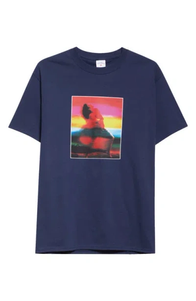 Noah Heat Of The Night Cotton Graphic T-shirt In Blue