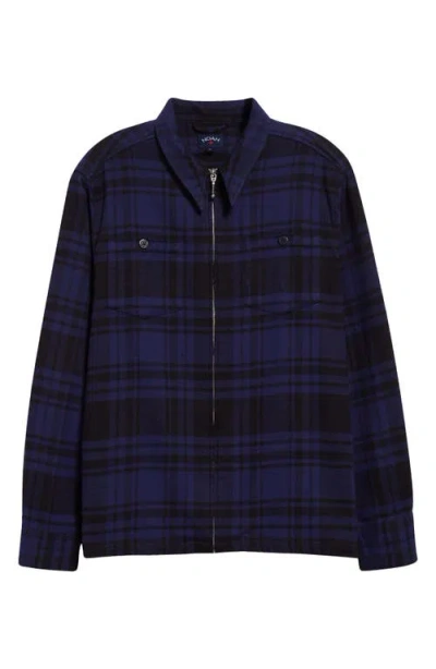 Noah Heavy Weight Zip Up Flannel In Black/blue
