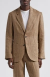 Noah Linen Herringbone Sport Coat In Tan/ Brown Herringbone