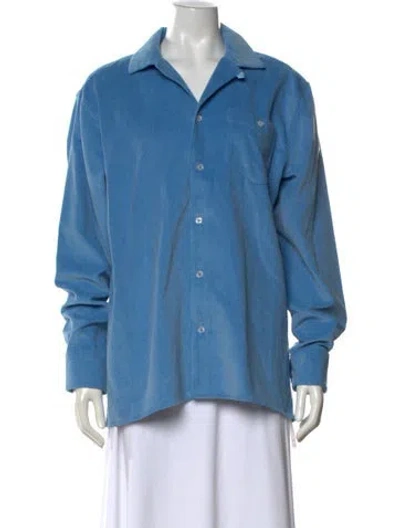 Pre-owned Noah Long Sleeve Button-up Top W/ Tags In Blue