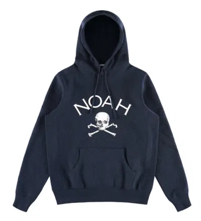 Pre-owned Noah Men's  Jolly Roger Hoodie In Navy Blue Heather