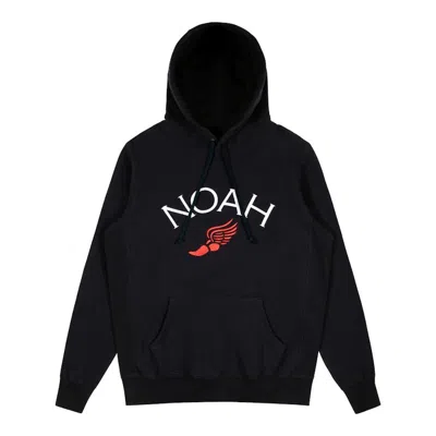 Pre-owned Noah Men's  Winged Foot Embroidered Hoodie In Black