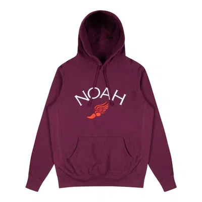 Pre-owned Noah Men's  Winged Foot Embroidered Hoodie In Burgundy
