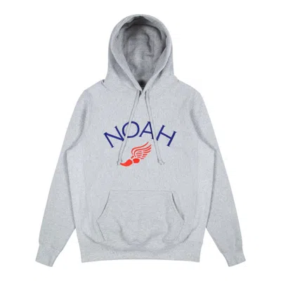 Pre-owned Noah Men's  Winged Foot Embroidered Hoodie In Heather Grey