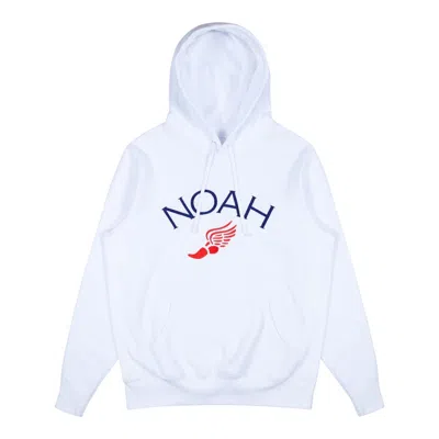 Pre-owned Noah Men's  Winged Foot Embroidered Hoodie In White