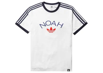 Pre-owned Noah Men's  X Adidas Core Logo Ringer Tee Shirt In White