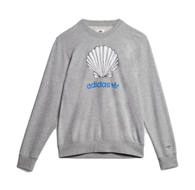 Pre-owned Noah Men's  X Adidas Originals Crewneck Sweatshirt In Medium Grey Heather