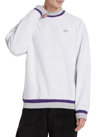 Noah Men's Striped Rib Crewneck In White