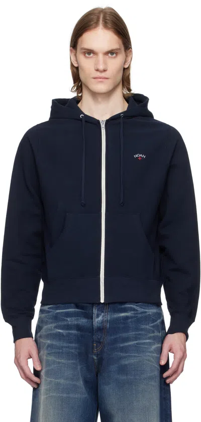 Noah Navy Classic Lightweight Zip-up Hoodie