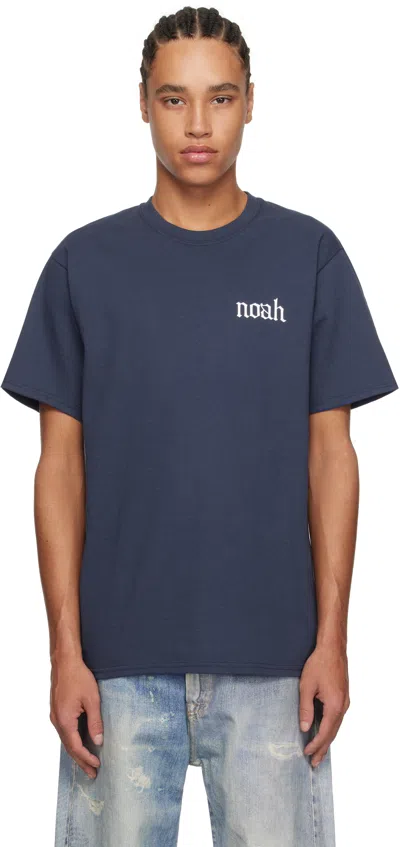 Noah Slim-fit Logo-print Cotton-jersey T-shirt In Blue