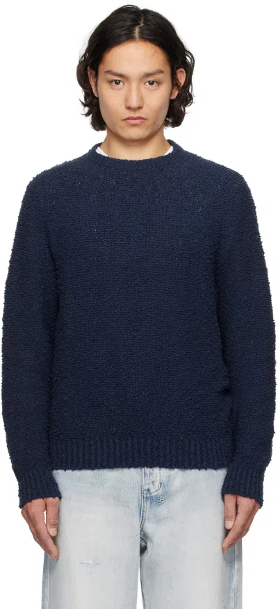 Noah Navy Popcorn Yarn Sweater In Blue