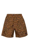 NOAH NY BROWN AND BLACK LEOPARD PRINT SWIMSHORTS