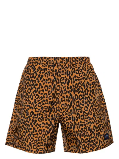 Noah Ny Leopard-print Swim Shorts In Brown