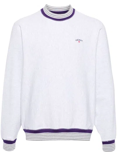 NOAH NY GREY LOGO-EMBROIDERED COTTON SWEATSHIRT