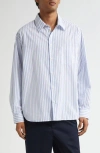 Noah Oversize Cotton Poplin Button-up Shirt In Blue