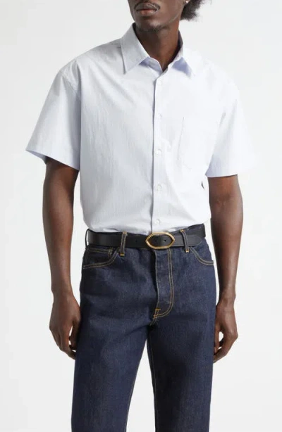 Noah Oversize Short Sleeve Cotton Poplin Button-up Shirt In White