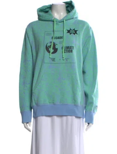 Pre-owned Noah Patterned Crew Neck Hoodie In Blue