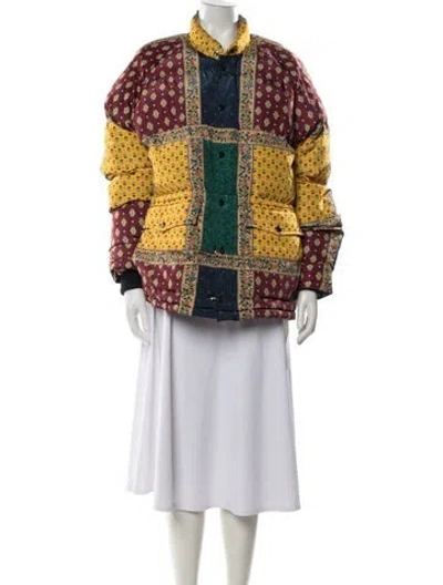 Pre-owned Noah Patterned Down Jacket In Yellow
