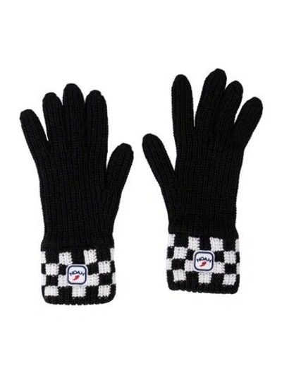 Pre-owned Noah Patterned Wool Mittens In Black/white