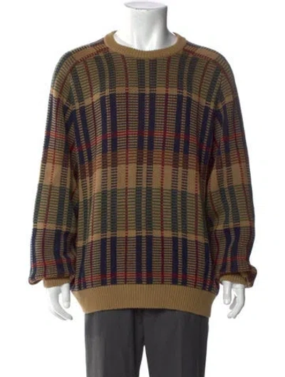 Pre-owned Noah Plaid Print Crew Neck Pullover In Neutral
