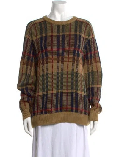 Pre-owned Noah Plaid Print Crew Neck Sweater In Multicolor