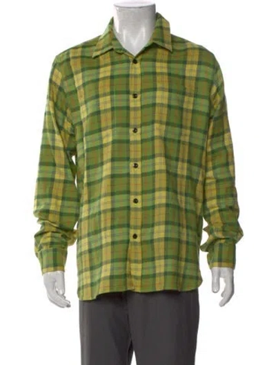 Pre-owned Noah Plaid Print Long Sleeve Shirt In Green