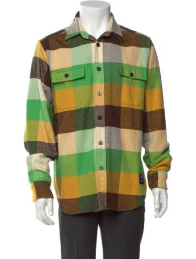 Pre-owned Noah Plaid Print Long Sleeve Shirt In Green