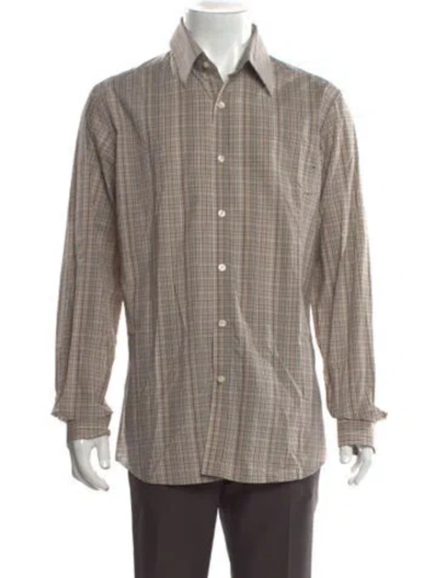 Pre-owned Noah Plaid Print Long Sleeve Shirt In Neutral