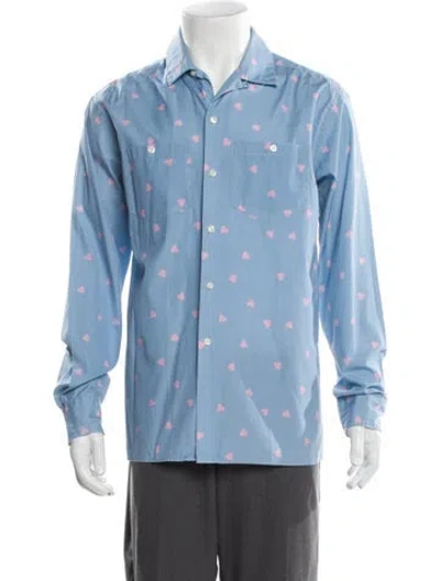 Pre-owned Noah Printed Long Sleeve Shirt In Blue