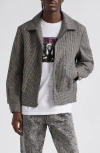 Noah Ricky Houndstooth Linen-blend Jacket In Black/grey