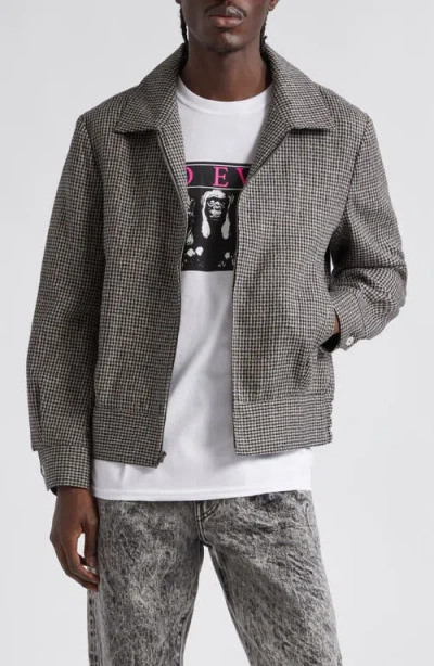 Noah Ricky Houndstooth Linen-blend Jacket In Black Grey