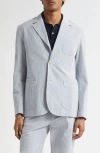 Noah Seersucker Sack Sport Coat In Silver