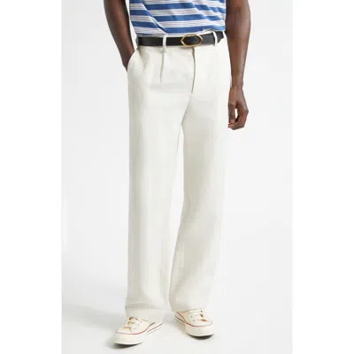Noah Single Pleat Hemp Canvas Trousers In Neutral