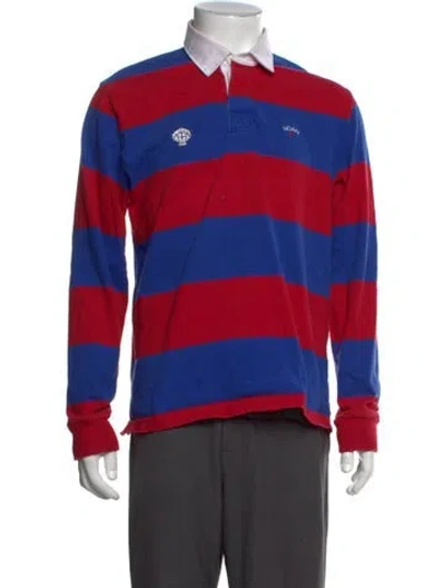 Pre-owned Noah Striped Collar Polo Shirt In Red