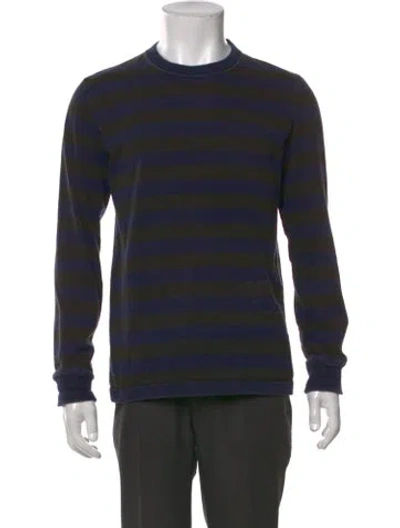Pre-owned Noah Striped Crew Neck T-shirt In Blue