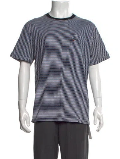 Pre-owned Noah Striped Crew Neck T-shirt In Blue