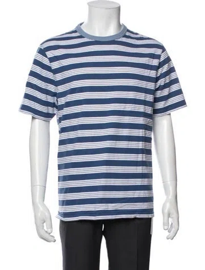 Pre-owned Noah Striped Crew Neck T-shirt In Blue