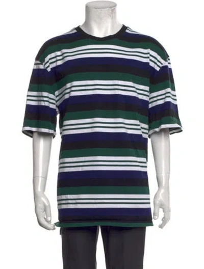 Pre-owned Noah Striped Crew Neck T-shirt In Green