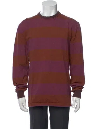 Pre-owned Noah Striped Crew Neck T-shirt In Purple